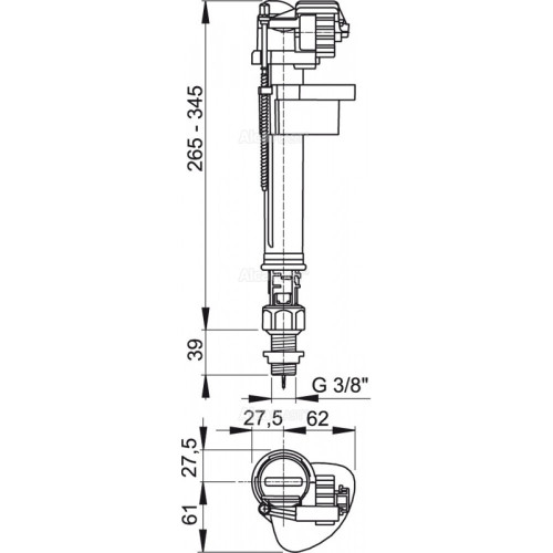 A17 3/8 Впускний механізм ниж. пластик 3/8" {50}